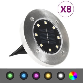 Solarne lampy gruntowe LED, 8 szt., kolory RGB - vidaXL