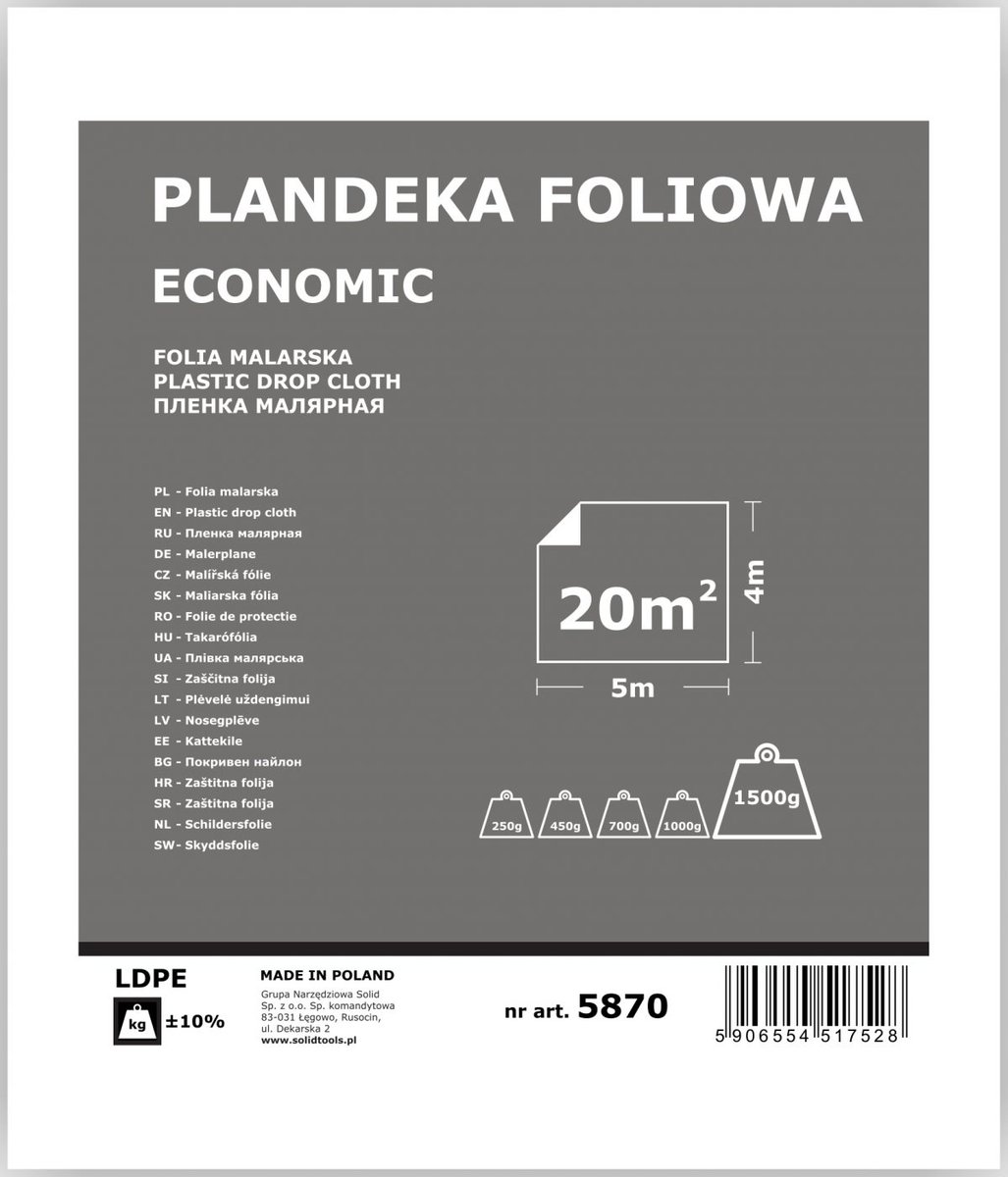 SOLID FOLIA MALARSKA PLANDEKA ECONOMY 4X5M 5870 - Solid | Sklep EMPIK.COM