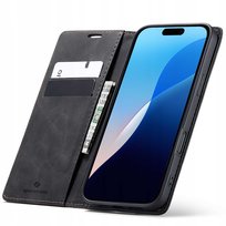 Solidne Etui Z KLAPKĄ PORTFEL Skórzane Case Obudowa do iPhone 16 Plus black Spacecase