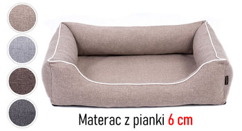 Solidne legowisko kanapa łóżko materac mata dla dużego psa 120x90 Sofa Mallorca TwinFoam pianka 6 cm rozbieralne rozmiar XL beżowe/białe - Inna marka