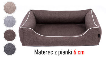 Solidne legowisko kanapa łóżko materac mata dla dużego psa 120x90 Sofa Mallorca TwinFoam pianka 6 cm rozbieralne rozmiar XL brązowe/białe - Inna marka