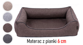 Solidne legowisko kanapa łóżko materac mata dla dużego psa 120x90 Sofa Mallorca TwinFoam pianka 6 cm rozbieralne rozmiar XL brązowe/czarne - Inna marka