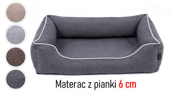 Solidne legowisko kanapa łóżko materac mata dla dużego psa 120x90 Sofa Mallorca TwinFoam pianka 6 cm rozbieralne rozmiar XL ciemnoszare/białe - Inna marka