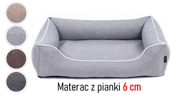 Solidne legowisko kanapa łóżko materac mata dla dużego psa 120x90 Sofa Mallorca TwinFoam pianka 6 cm rozbieralne rozmiar XL jasnoszare/białe - Inna marka