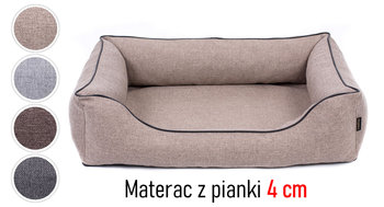 Solidne legowisko kanapa łóżko materac mata dla małego psa 80x60 Sofa Mallorca TwinFoam pianka 4 cm rozbieralne rozmiar M beżowe/czarne - Inna marka