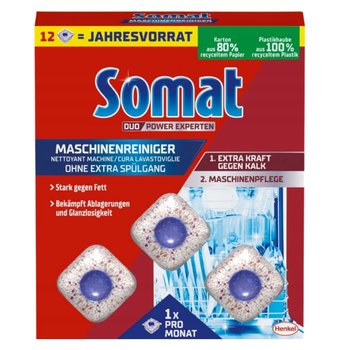 SOMAT MACHINE CLEANER TABS, 12 TABLETEK, SKUTECZNIE USUWAJĄ TŁUSZCZ - Somat
