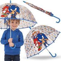 SONIC Niebieska parasolka dziecięca DLA CHŁOPCA, SKŁADANY transparentny parasol AUTOMATYCZNY Sonic the Hedgehog