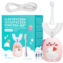 Soniczna Szczoteczka Dla Dzieci 360 U-Shape 2W1 Różowa