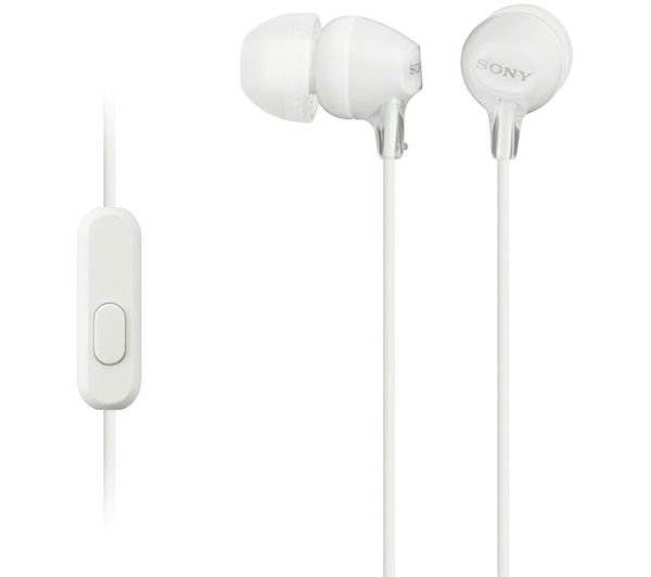 Sony MDR-EX15AP słuchawki douszne z mikrofonem i pilotem, białe