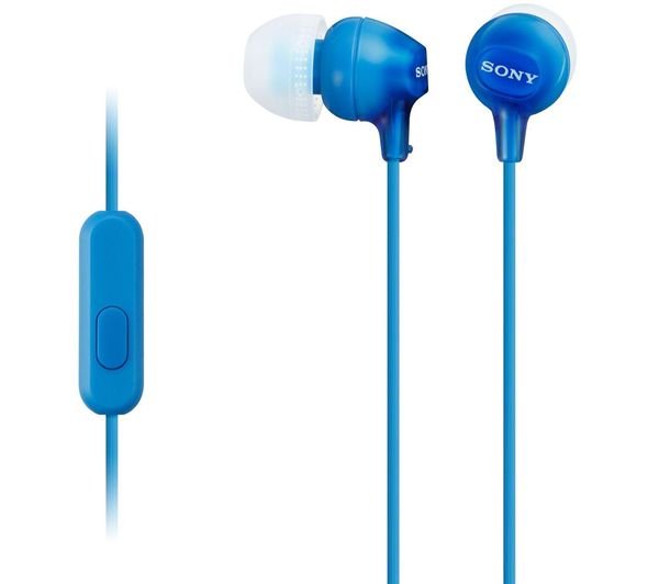 Sony MDR-EX15AP słuchawki douszne z mikrofonem i pilotem, niebieskie
