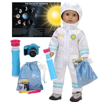 Sophia's by Teamson Kids 8 Częściowy Zestaw Stroju Astronauty i Akcesoria Księżycowe dla 18" lalek, Odzież i akcesoria dla lalek - Teamson