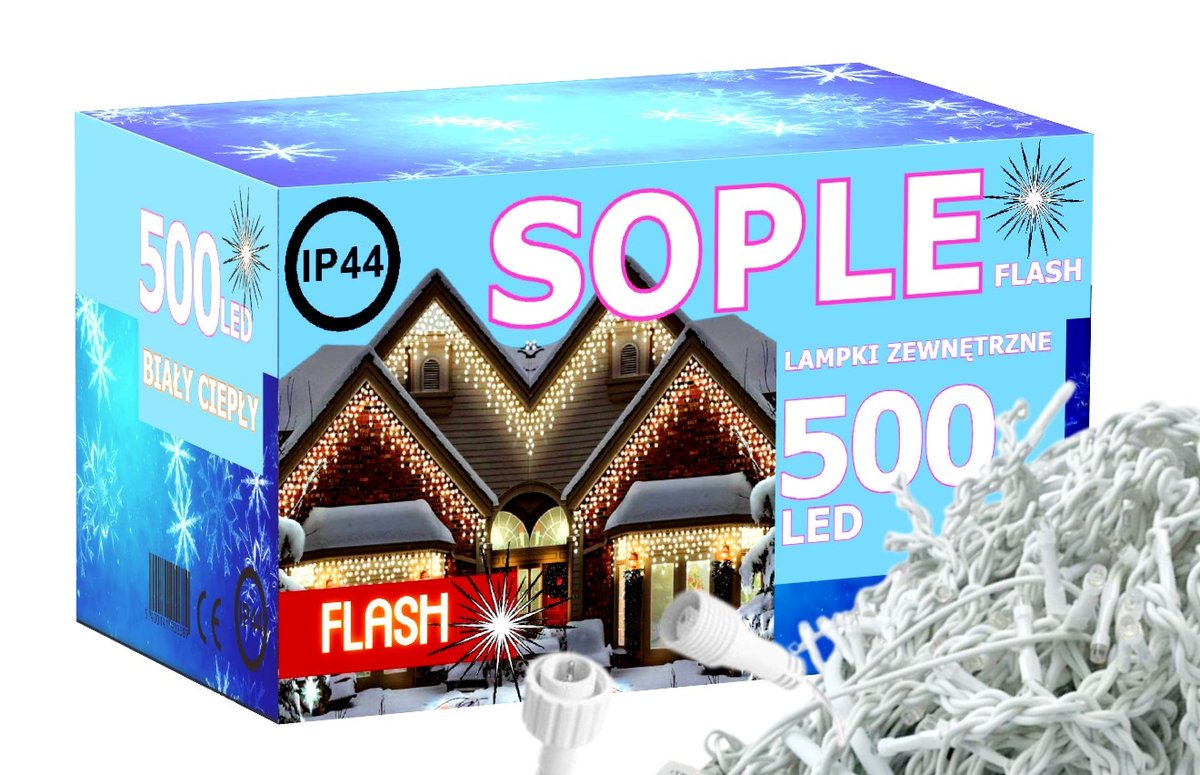 Zdjęcia - Girlanda Flash SOPLE 500 LED LAMPKI CHOINKOWE 23,5M  ZEW CIEPŁY BIAŁY 