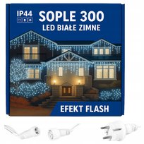 SOPLE LED 300 13,5M ŚWIĄTECZNE ZEWNĘTRZNE ZIMNE BIAŁE FLASH GIRLANDA LAMPKI
