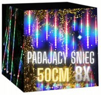 Sople LED Spadający Śnieg 50cm Multicolor Meteory Lampki Choinkowe