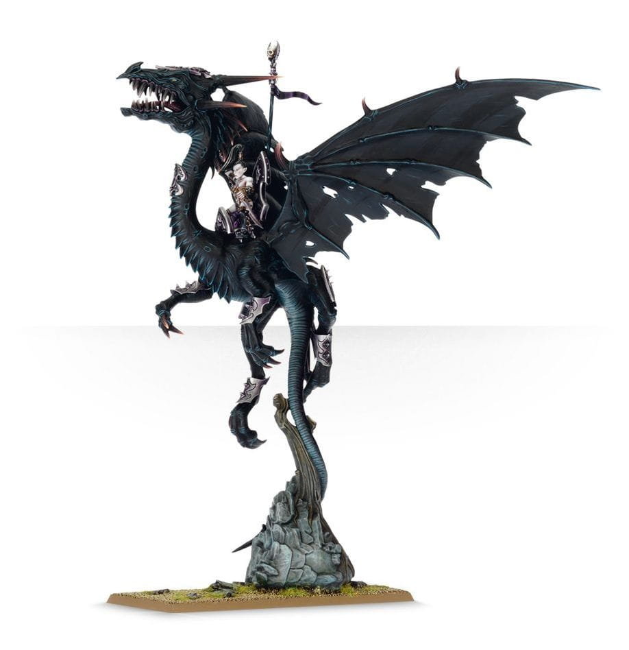 Sorceress on Black Dragon Dark Elf Dreadlord, Warhammer Age of