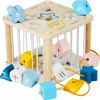 Sorter Kostka Edukacyjna Drewniana Sensoryczna Montessori 12 Klocków - Bemi