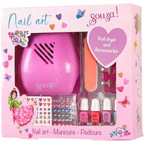 Souza! Zestaw lakierów i akcesoriów do paznokci dla dzieci z suszarką 10 el.