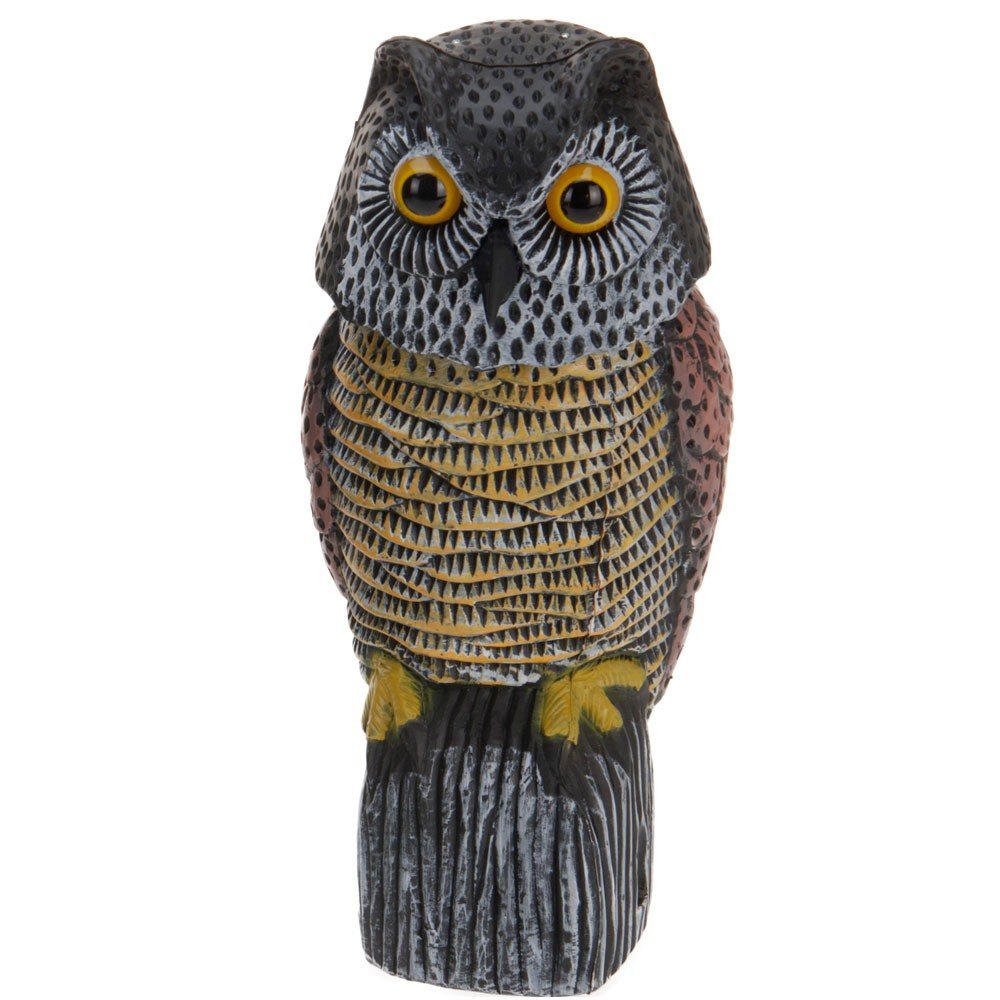 Sowa z ruchomą głową KOOPMAN, szaro-żółta, 38 cm