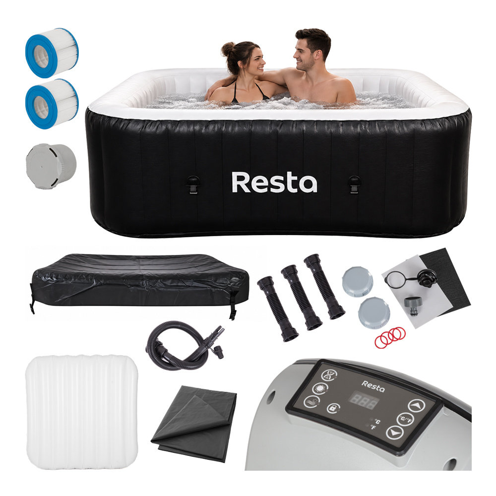 SPA ogrodowe dmuchane 180cm 2040W 4-osobowe czarny zestaw standard Resta Leros