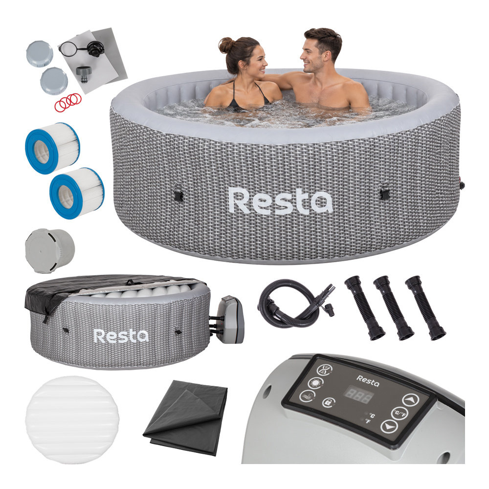 SPA ogrodowe dmuchane 204cm 2040W 6-osobowe szary zestaw standard Resta Symi