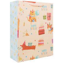 SPARKLEZ, Torba prezentowa urodzinowa z motywem kotków i piesków, rozmiar M