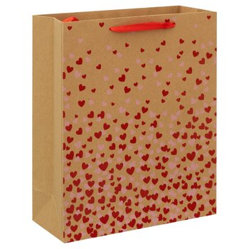 SPARKLEZ, Torba prezentowa z papieru kraftowego z motywem serduszek, rozmiar na S - Sparklez
