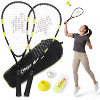 Speed Badminton Zestaw do Gry Hypermotion – 2 Rakiety, 5 Speed Lotek, 8 Pachołków, Miękka Piłka, Torba Transportowa, Crossminton