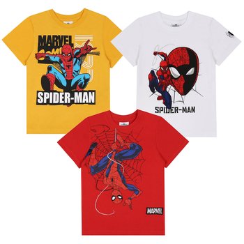 SpiderMan Koszulka chłopięca z krótkimi rękawami, bawełniana koszulka 3pak 5 lat 110 cm - Marvel