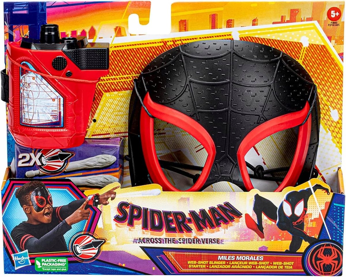Фото - Карнавальний костюм Hasbro SPIDERMAN SPIDEY I SUPER KUMPLE mini blaster + maska Miles Morales 