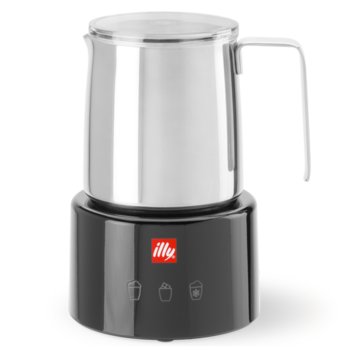 Spieniacz do mleka ILLY Milk Frother - czarny stal nierdzewna elektryczny dotykowy do cappuccino latte gorącej czekolady 250ml kompaktowy design - Illy