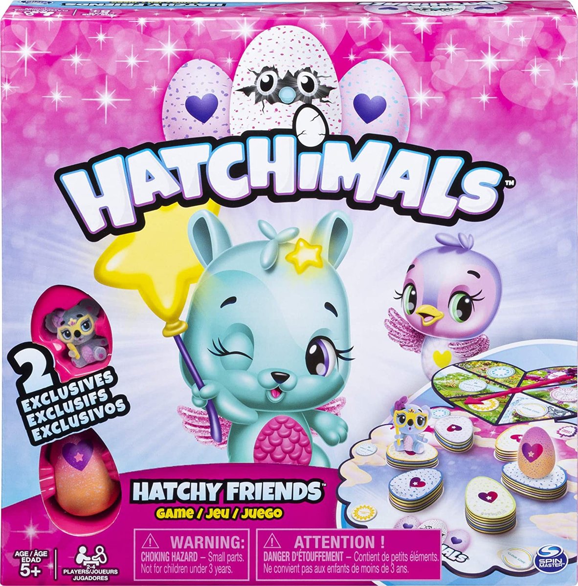 Spin Master, Gra planszowa Hatchy Friends i 2 figurki, język angielski, gra planszowa, rodzinna, Hatchimals