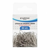 Spinacz metalowy srebrny, 80 sztuk, Starpak Inna marka
