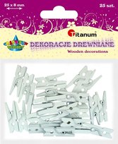 Spinacze mini klamerki białe 25szt 25x8 CRAFT-FUN - Białe \ 2,5