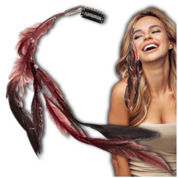 Spinka przypinka do włosów z brązowymi piórkami boho - Edibazzar