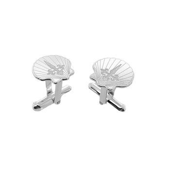 Spinki do mankietów Muszla św. Jakuba - symbol pielgrzymów (S1370) -  srebro [925] - ManufakturaSpinek