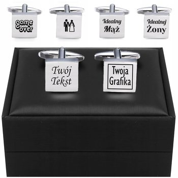 Spinki do mankietów TWÓJ TEKST + GRAFIKA Pudełko - WatchMe