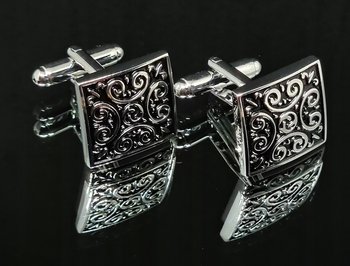 Spinki do mankietów wzór srebrne kwadraty - Inna marka