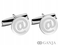 Spinki srebrne do mankietów 925 rodowane SP44 symbol @