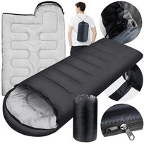 Śpiwór Mumia Turystyczny 2W1 Ciepły Kołdra Kaptur Lekki Pokrowiec 210X80 Cm