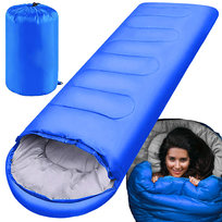 Śpiwór Mumia Turystyczny Lekki Ciepły Kołdra Pokrowiec Niebieski 210X75Cm