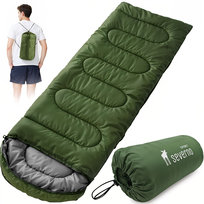 Śpiwór turystyczny mumia z kapturem SUMMER CAMP 210x75 cm zielony + pokrowiec SEVERNO Sport