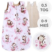 ŚPIWOREK LETNI MUŚLIN BAWEŁNA 0.5 TOG PODWÓJNY ZAMEK POLSKI Roz.XS BabyU