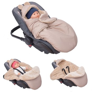 Śpiworek Myszka Do Wózka Fotelik Nosidło Ortalion Beż Minky Latte - Culbaby