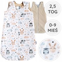 ŚPIWOREK OCIEPLANY NIEMOWLĘCY 2.5 TOG PODWÓJNY ZAMEK BAWEŁNA Roz.XS BabyU