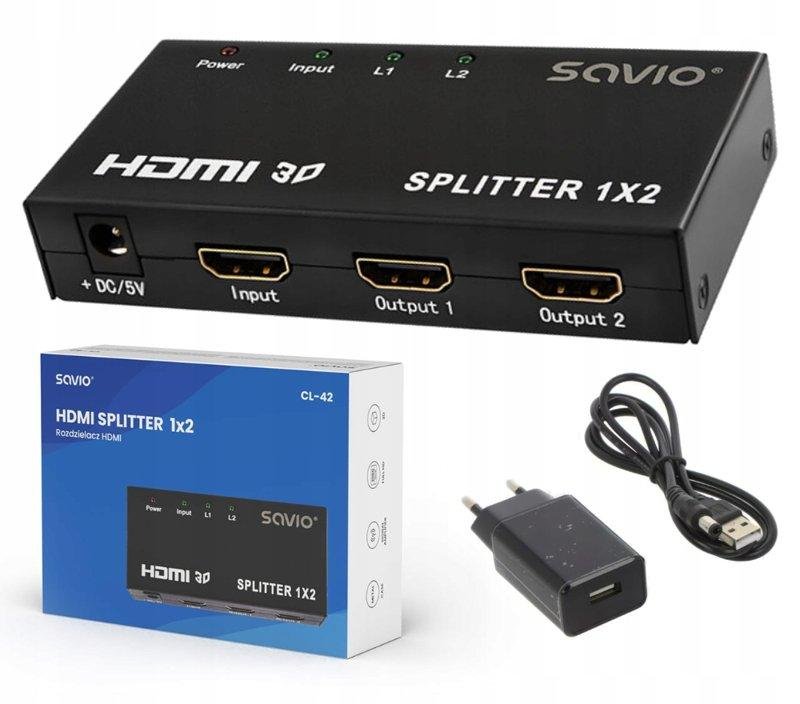 Spliter Aktywny Rozdzielacz HDMI 1x2 2 TV 1080p 4K Splitter