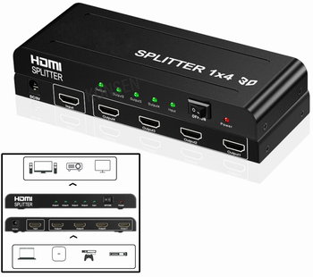 SPLITTER HDMI obrazu dźwięku 1x4 3D HDCP 1.4 4Kx2K 2160p - Inny producent