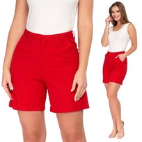 Spodenki Damskie Bawełniane Eleganckie Z Paskiem Krótkie Szorty Moraj S Red