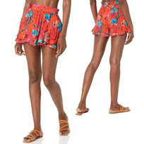 Spodenki damskie Desigual Alondra 2w1 pomarańczowe w kwiaty -S Desigual