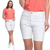 Spodenki Damskie Jeansowe Bawełniane Z Kieszeniami Wygodne Szorty Moraj L White