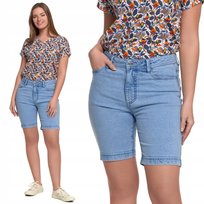 Spodenki Damskie Jeansowe Bawełniane Z Kieszeniami Wygodne Szorty Moraj Xxl Light Blue
